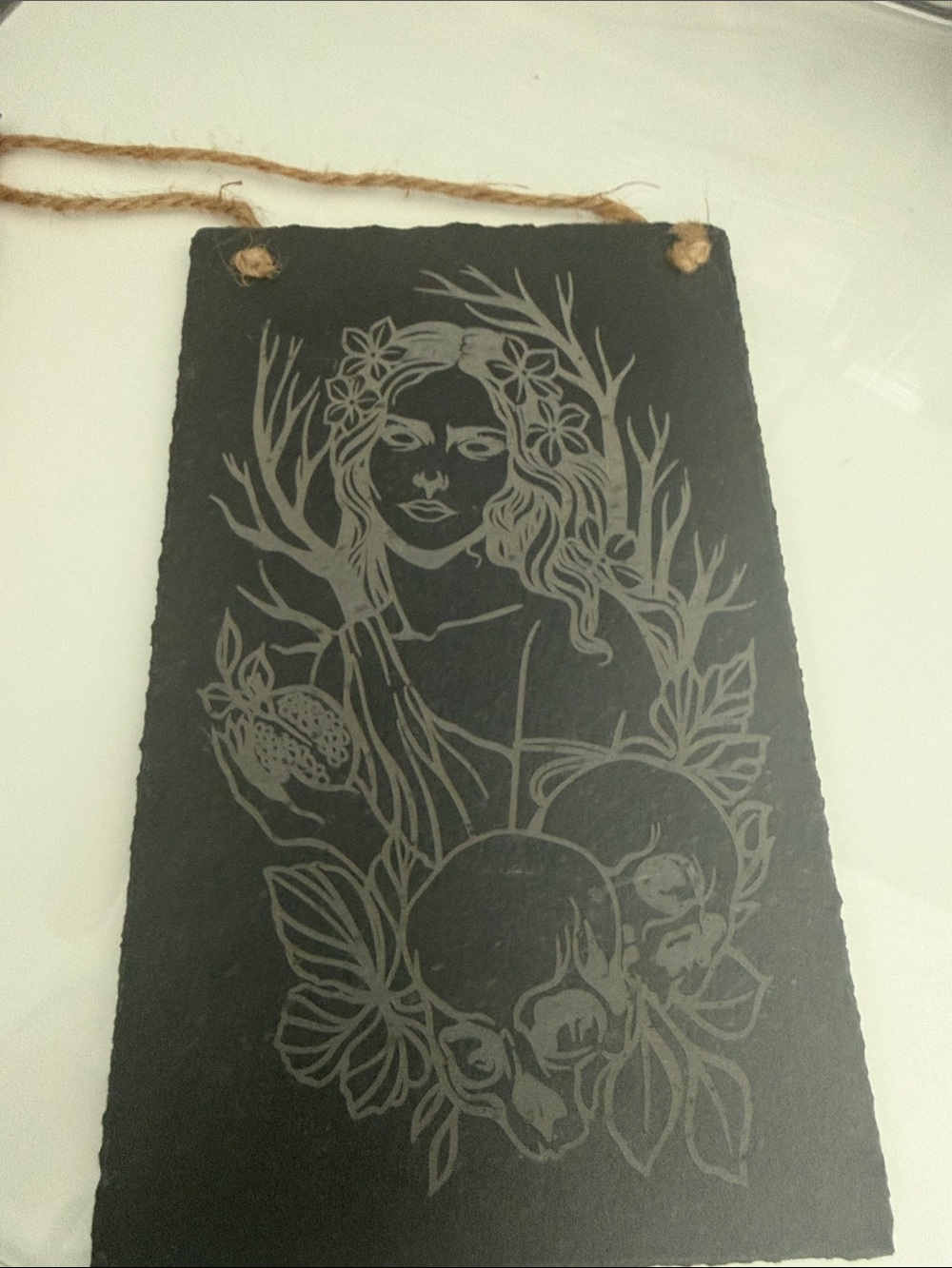 Slate Hanging Wall Art Plaque in Black - Persephone 10 in